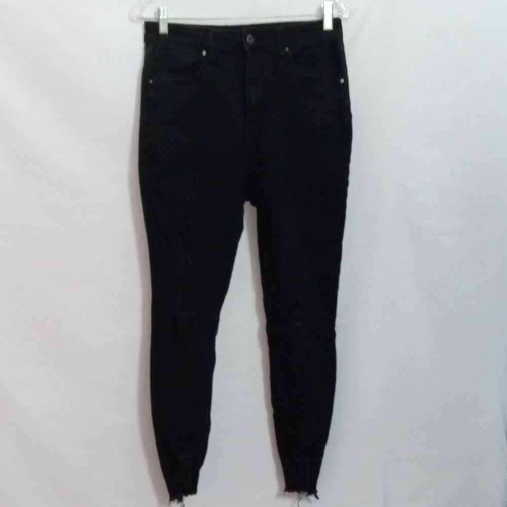 Wax Jean Los Angeles Distressed Black Skinny Ankle Jeans 11/30